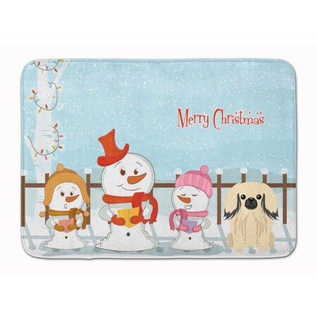 Carolines Treasures Merry Christmas Pekingnese Cream Machine Washable Memory Foam Mat BB2437RUG